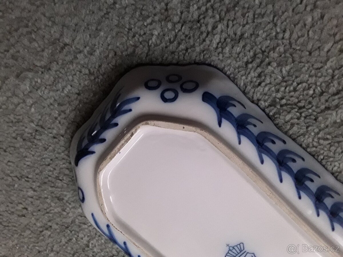 Stará plochá míska .-ručně malovaná-značeno... - 4