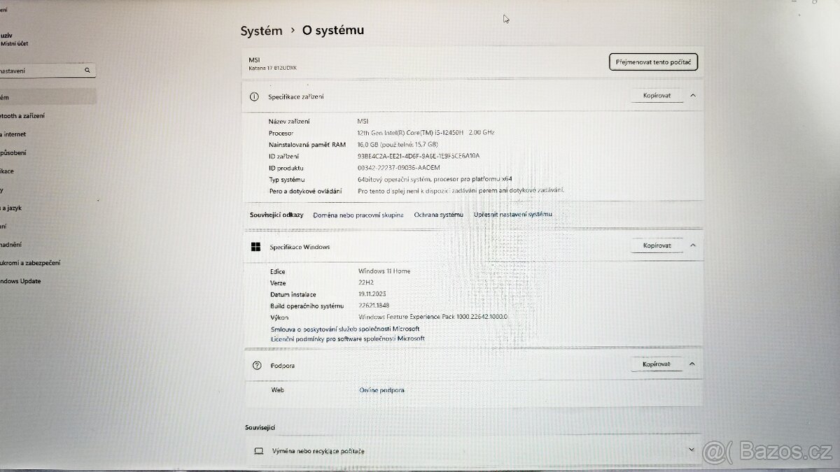MSI Katana 17 B12UDXK-886CZ i5-12450H, 16GB DDR4 - 4
