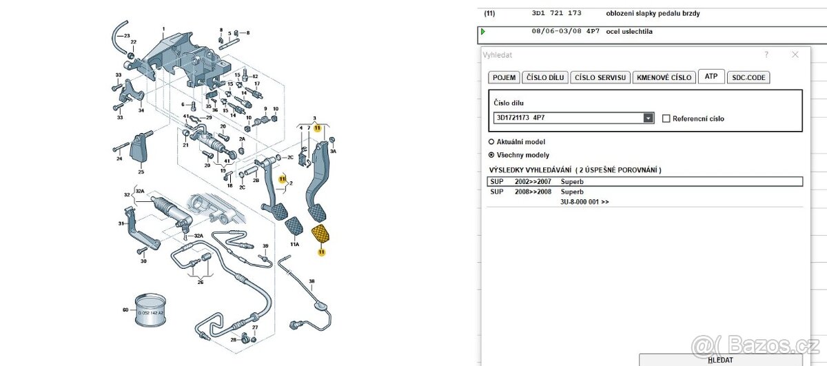 Kryt, krytka pedálu brzdy Škoda Superb 1 originál - 4