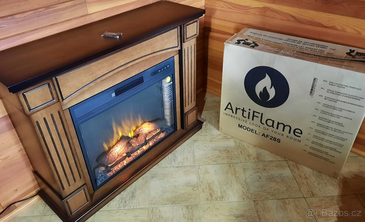 Nový elektrický nádherný krb Artiflame (dub) - 4