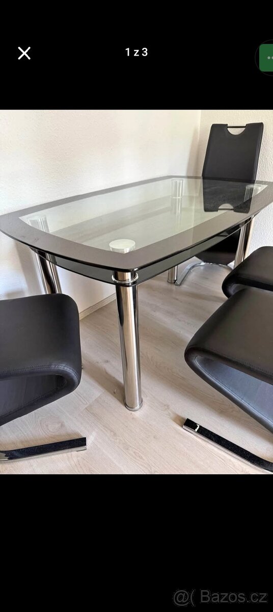 Jídelní houpací židle a skleněný jídelní stůl - 4