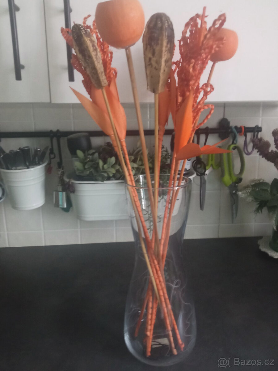 váza IKEA 30 cm+bonus kytice - 4