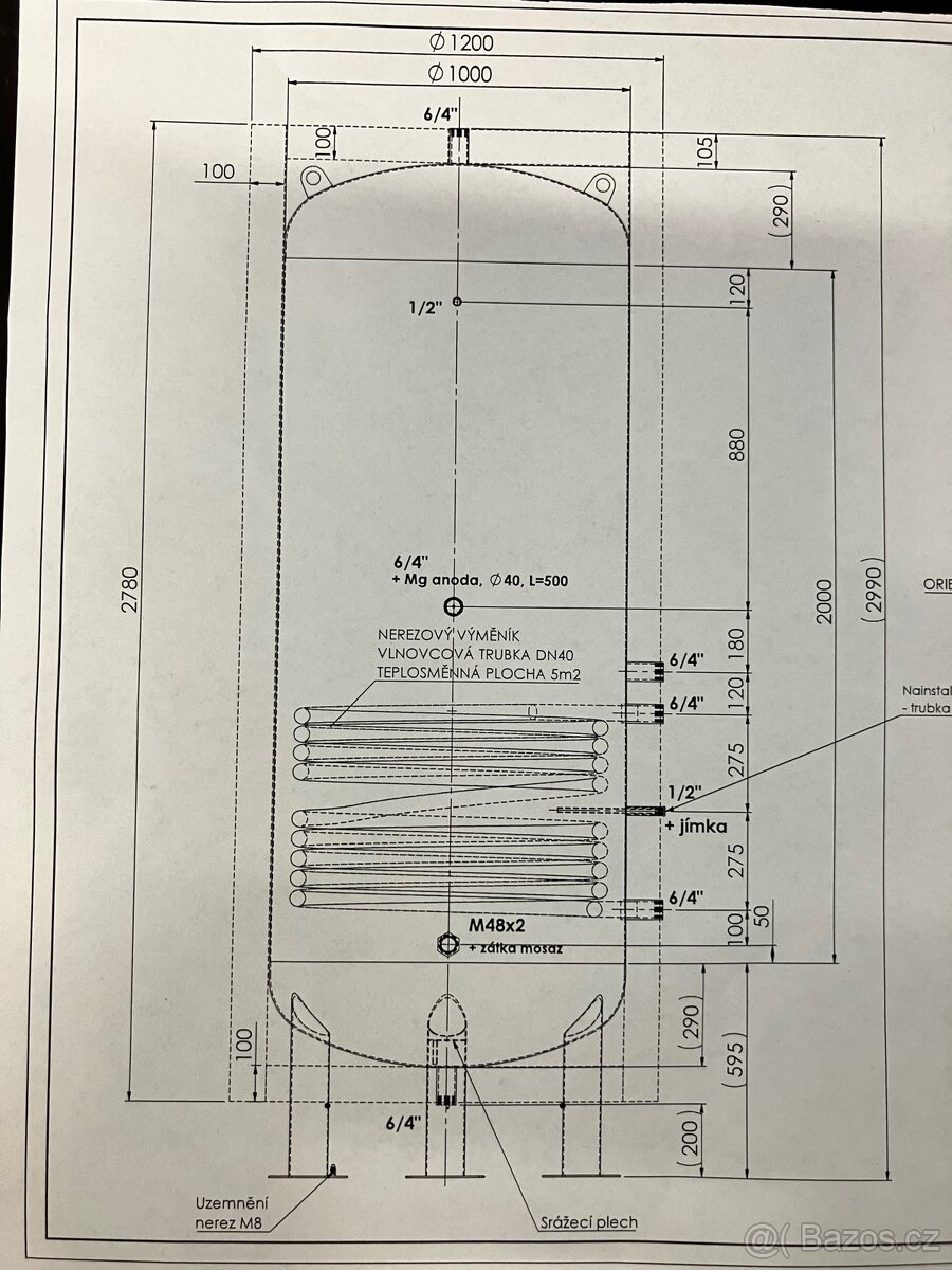 Nerezová akumulační nádrž 2000l - 4