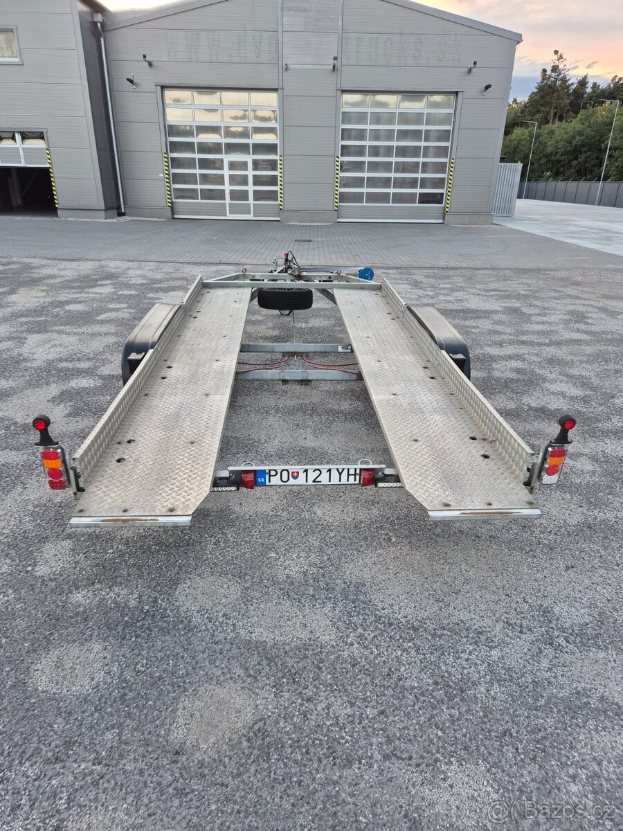 AKB prívesný vozík, preprava AUT, podvalník 2x ossý - 4