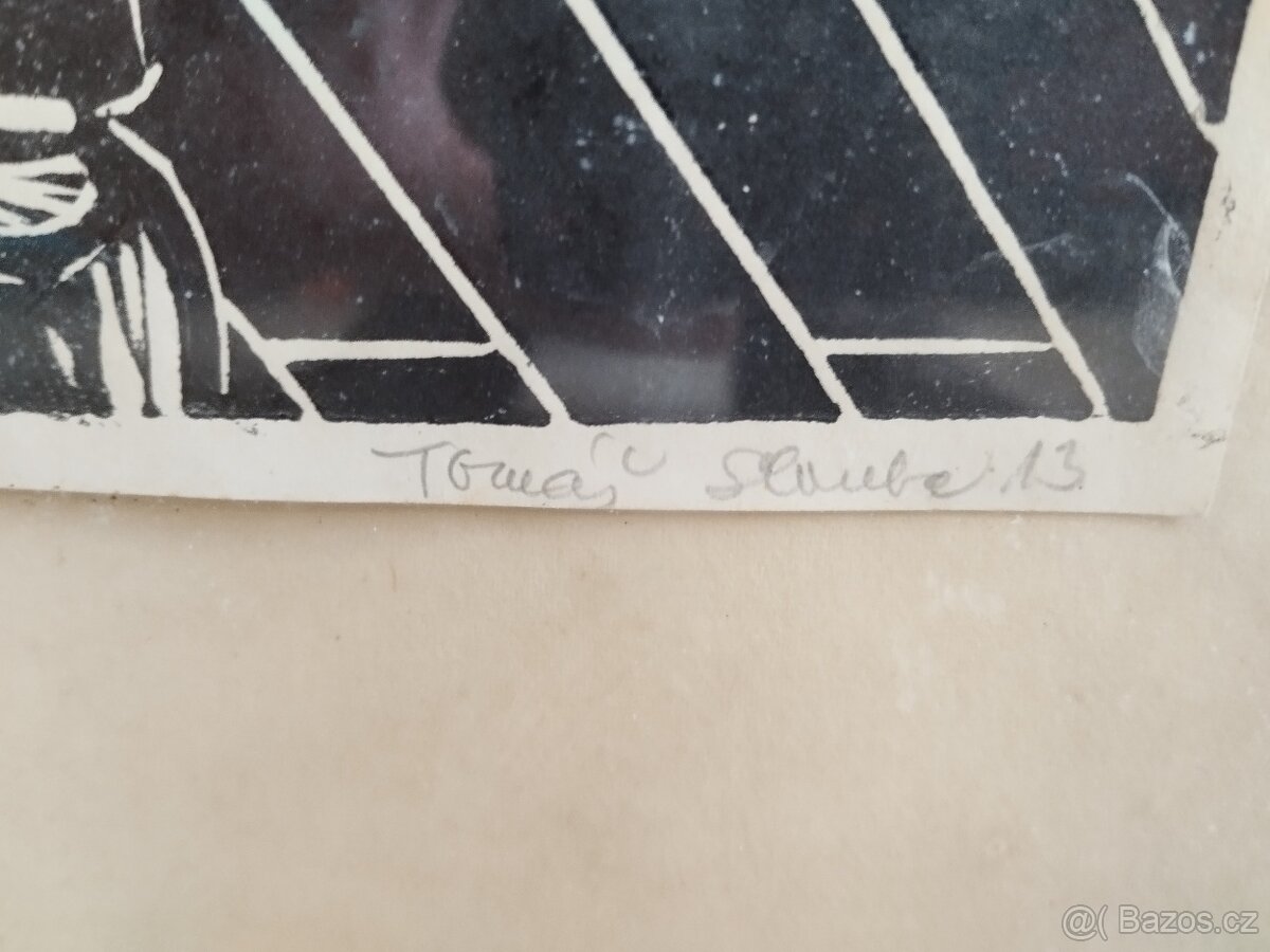 2x linoryt - povolaní krejčí/keramika signováno - 4