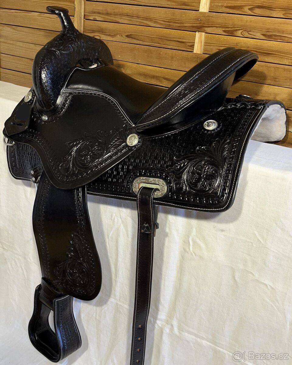 Westernové sedlo 20) černé Basket s úzkou bordurou - 4