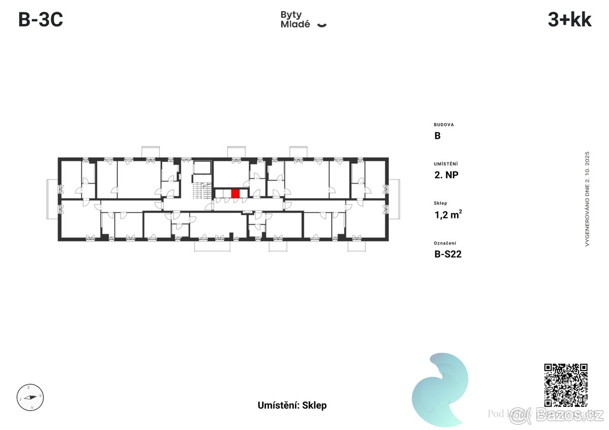 Byt B-3C, 3+kk, balkon - 4