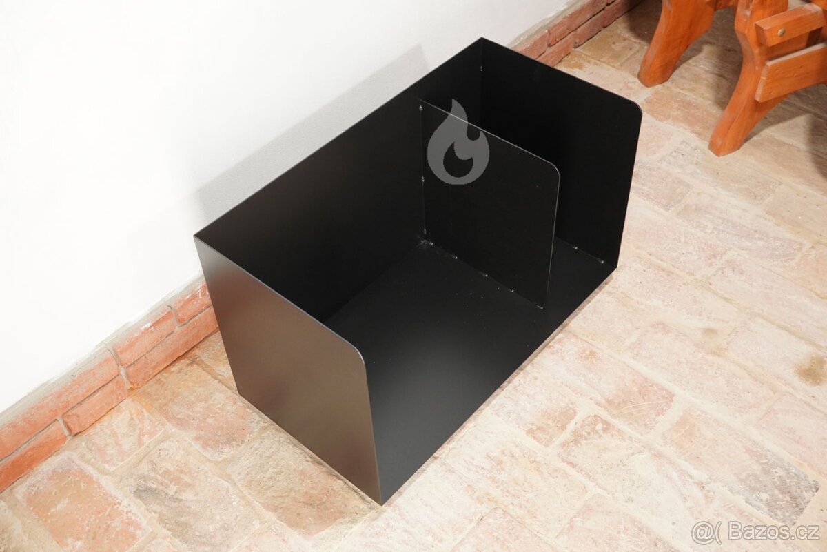 Zásobník, box na dřevo ke krbu ocelový 80x40x50cm - 4