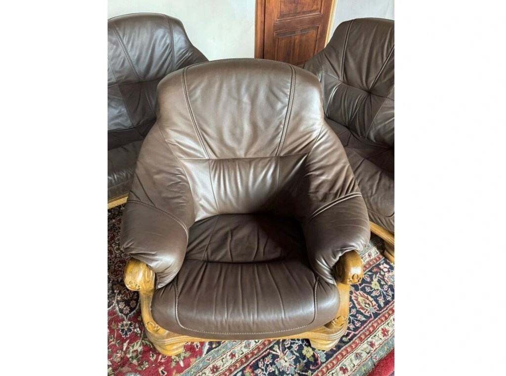 Dubová rustikální kožená sedačka, 3788 - 4