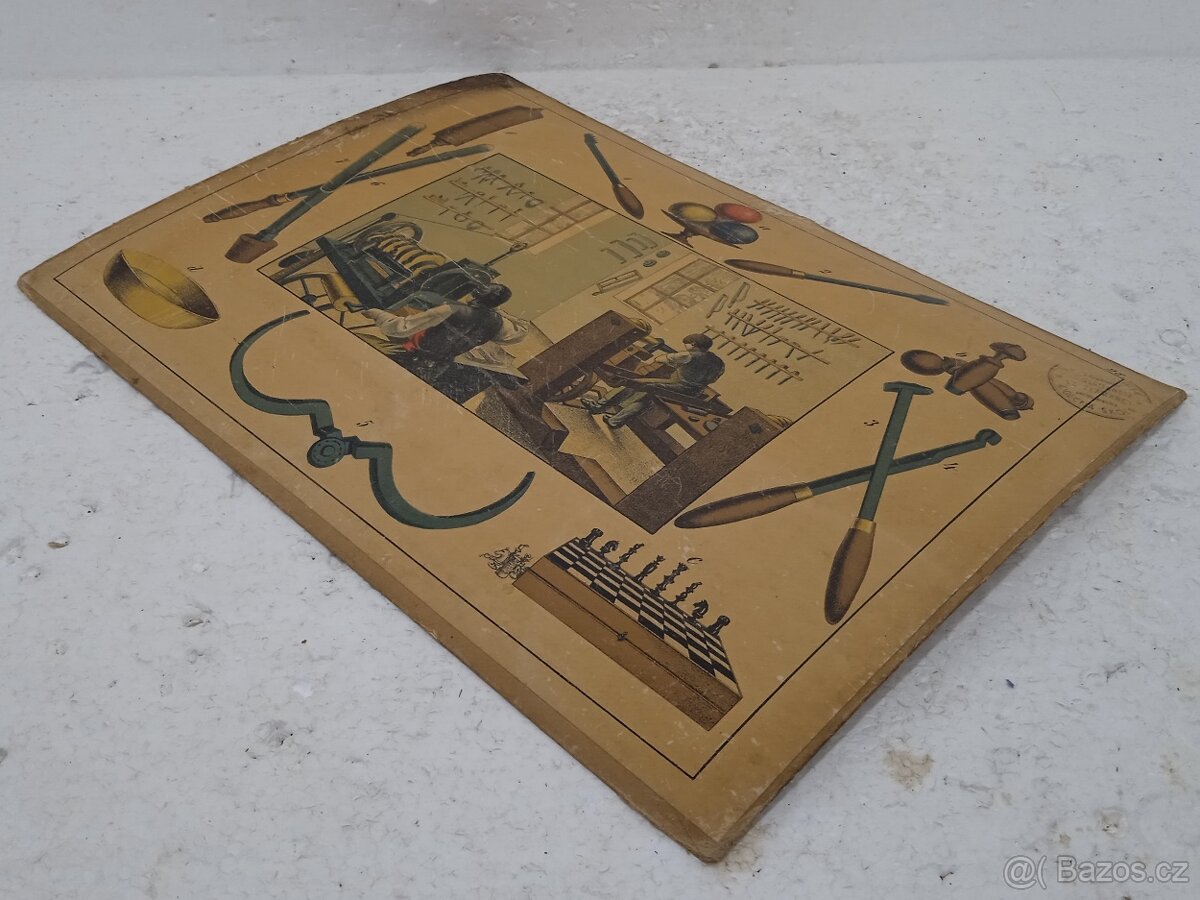 Tokárník - školní pomůcka 1856 - 36,5x26,5cm - 4