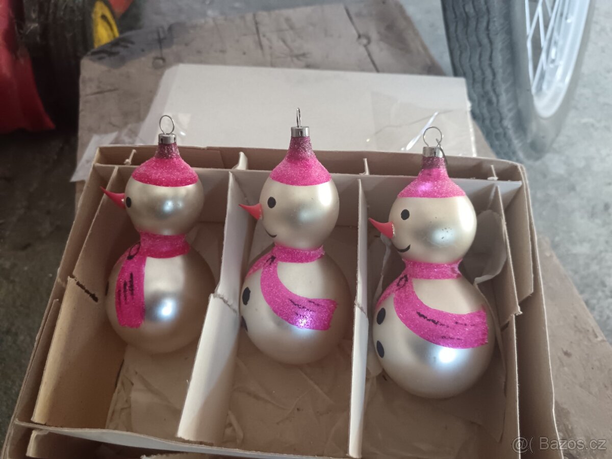 Retro 3X ozdoba sněhulák - 4