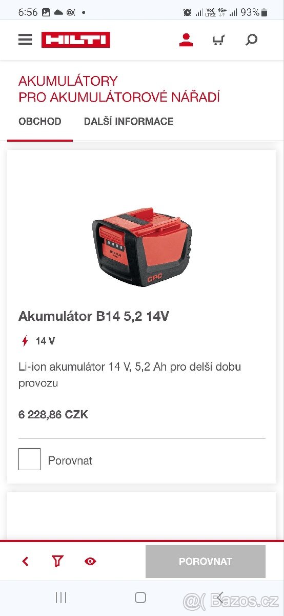 HILTI AKUMULÁTOR B14 1,6 2,6 3,3 5,2 14V - 4