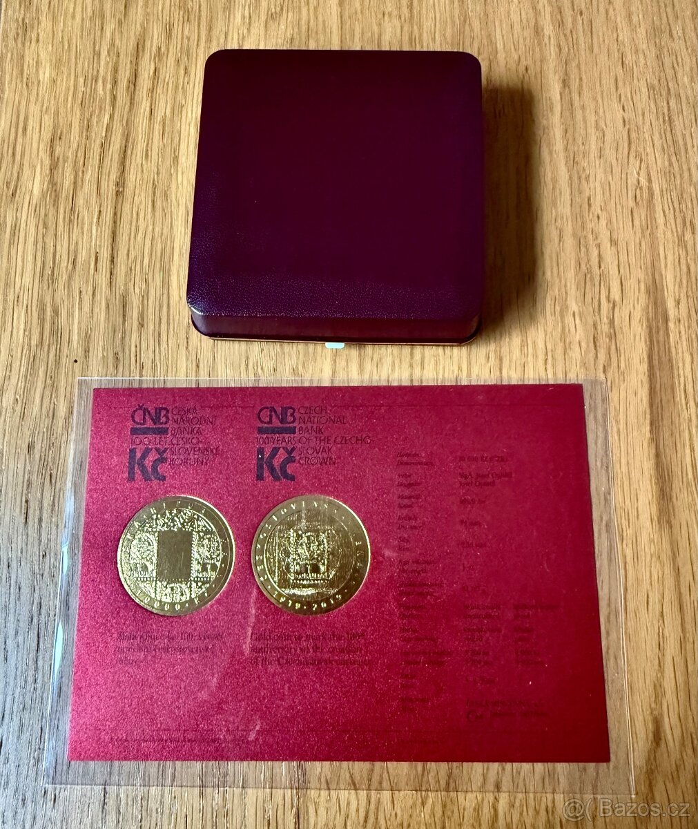 Prodám ZLATOU MINCI 10000 KČ ZAVEDENÍ ČESKOSLOVENSKÉ MĚNY BK - 4