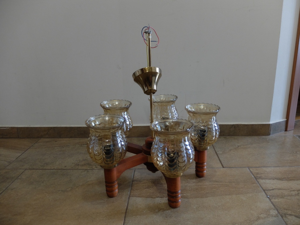 Dřevěný lustr (Art Deco ?) - 4