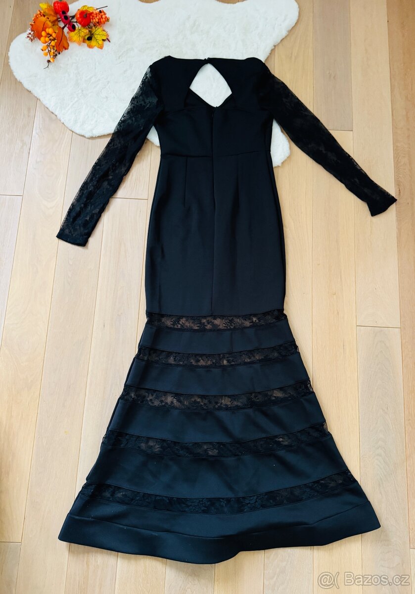 Dlouhé černé večerní/plesové šaty, vel. M - 4