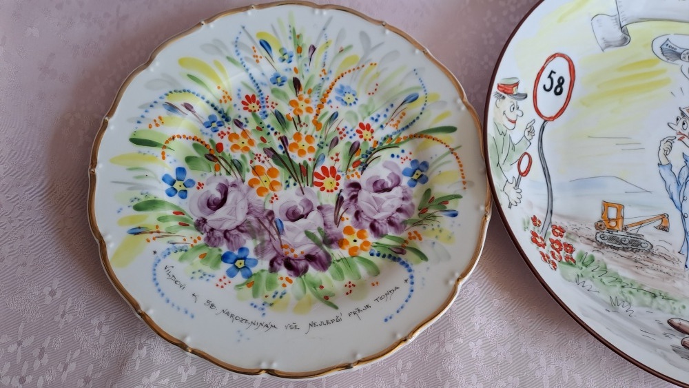 RETRO PORCELÁN TALÍŘE RUČNĚ MALOVANÉ - 4