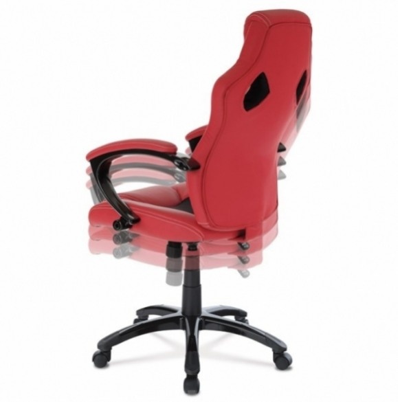 Herní křeslo, kancelářská židle, červená ekokůže, KA-Y157 - 4