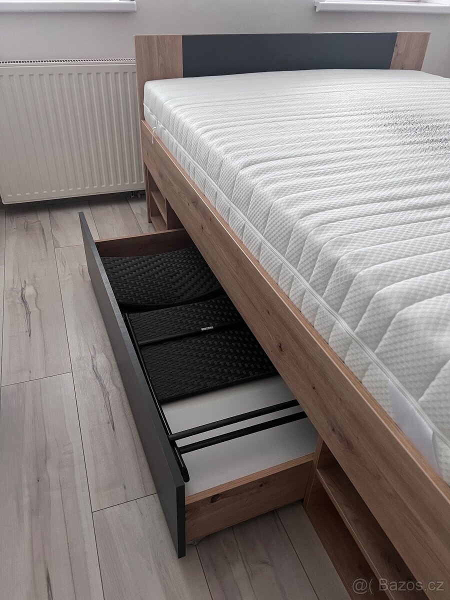 Postel 140x200 včetně roštu a matrace - 4