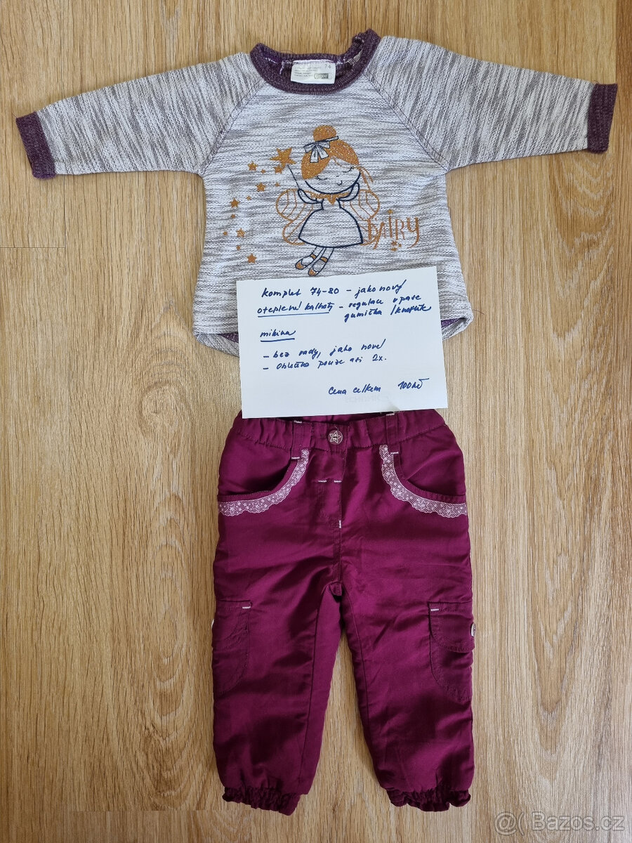 kalhoty, tepláky, kratase vel. 74/80 cca 6-12m - 4