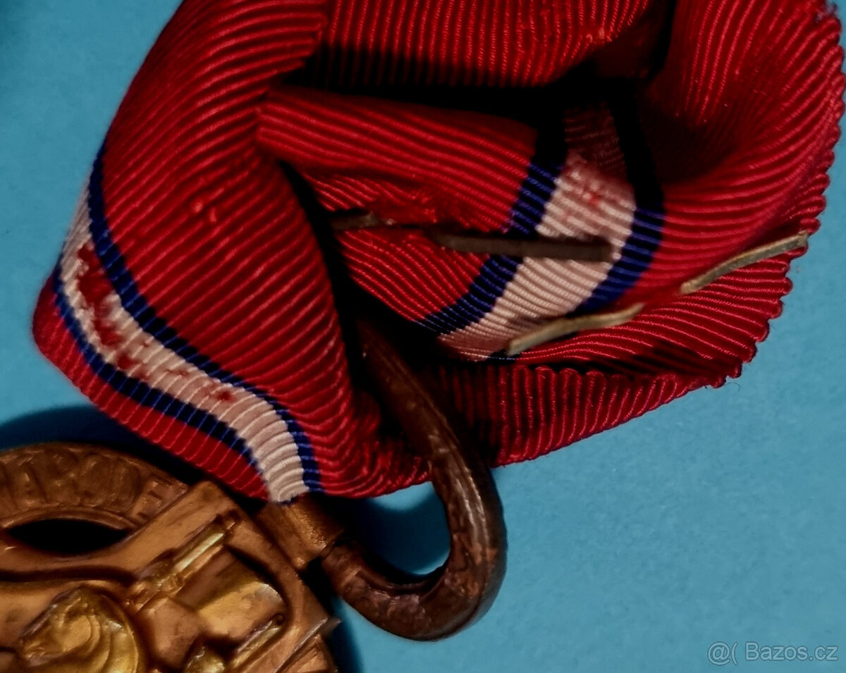 Čs revoluční medaile štítek 8 a lipový lístek- světlá dutá - 4