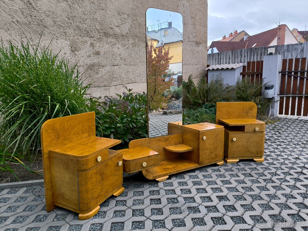 Art Deco noční stolky + toaletní stolek - 30. léta - 4