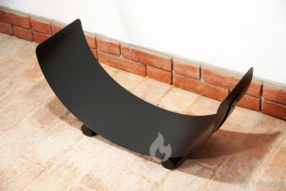 Stojan na dřevo ke krbu, kovový 84x40x30 cm, kolébka U-rampa - 4