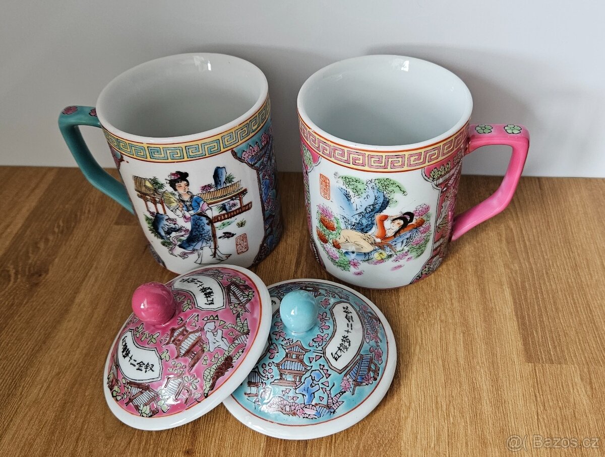 Hrnky asijské motivy 2 ks - 4