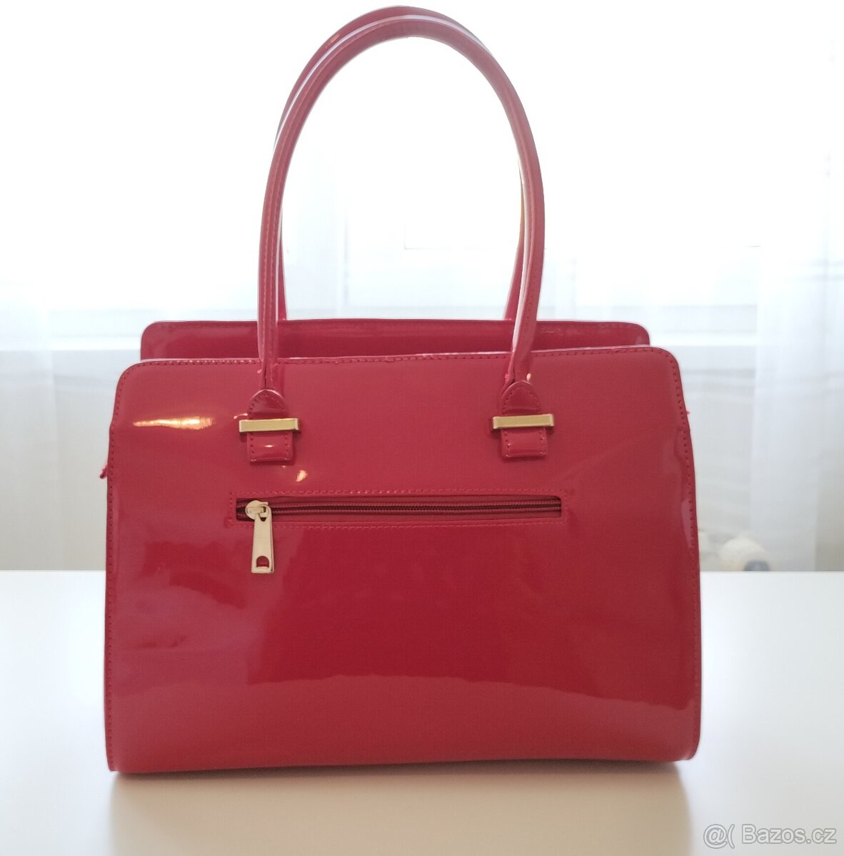 NOVÁ červená lakovaná kabelka značky Demra - 4