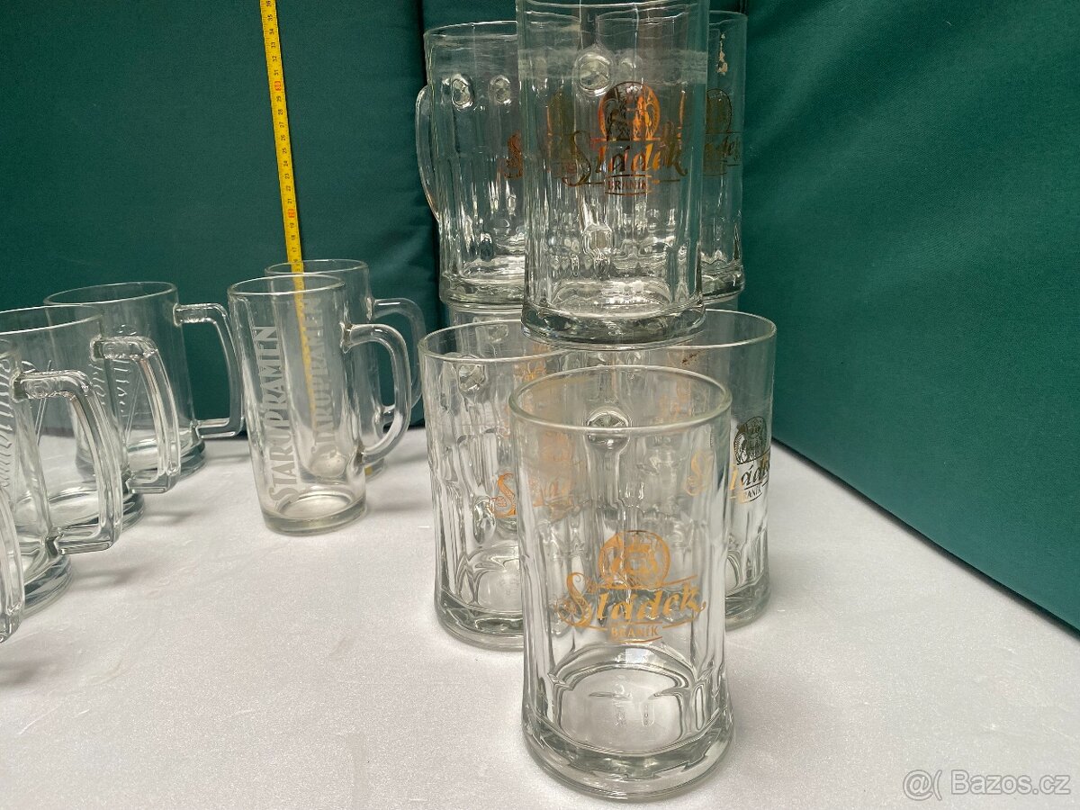 Pivní půllitry s uchem – značky Gambrinus, Staropramen, Brán - 4