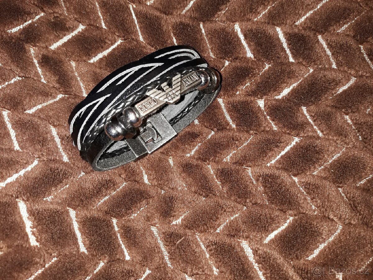 Armani pánský kožený náramek páskový pravá kůže 21,5 cm - 4