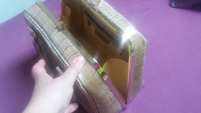 Kožená luxusní kufříková croco kabelka - 4