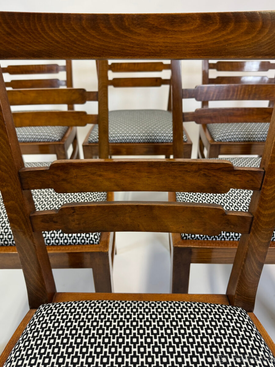 Nádherné prvorepublikové židle po renovaci 6 kusů - 4