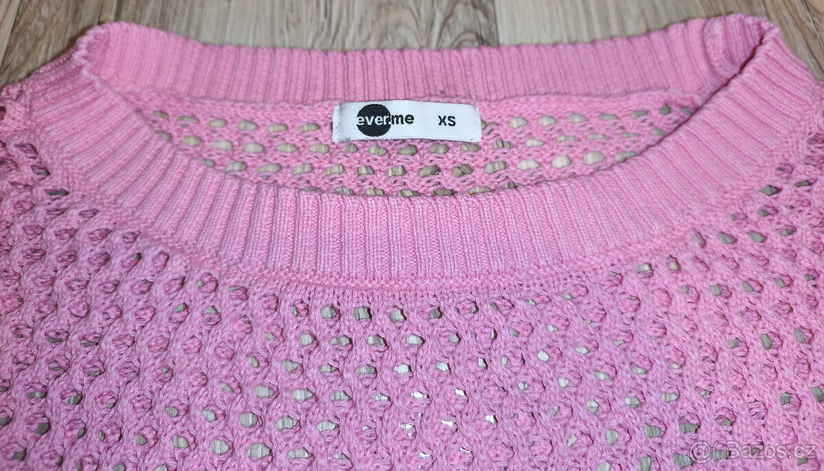 Dámský růžový háčkovaný svetr EVER.ME - vel. XS - 4