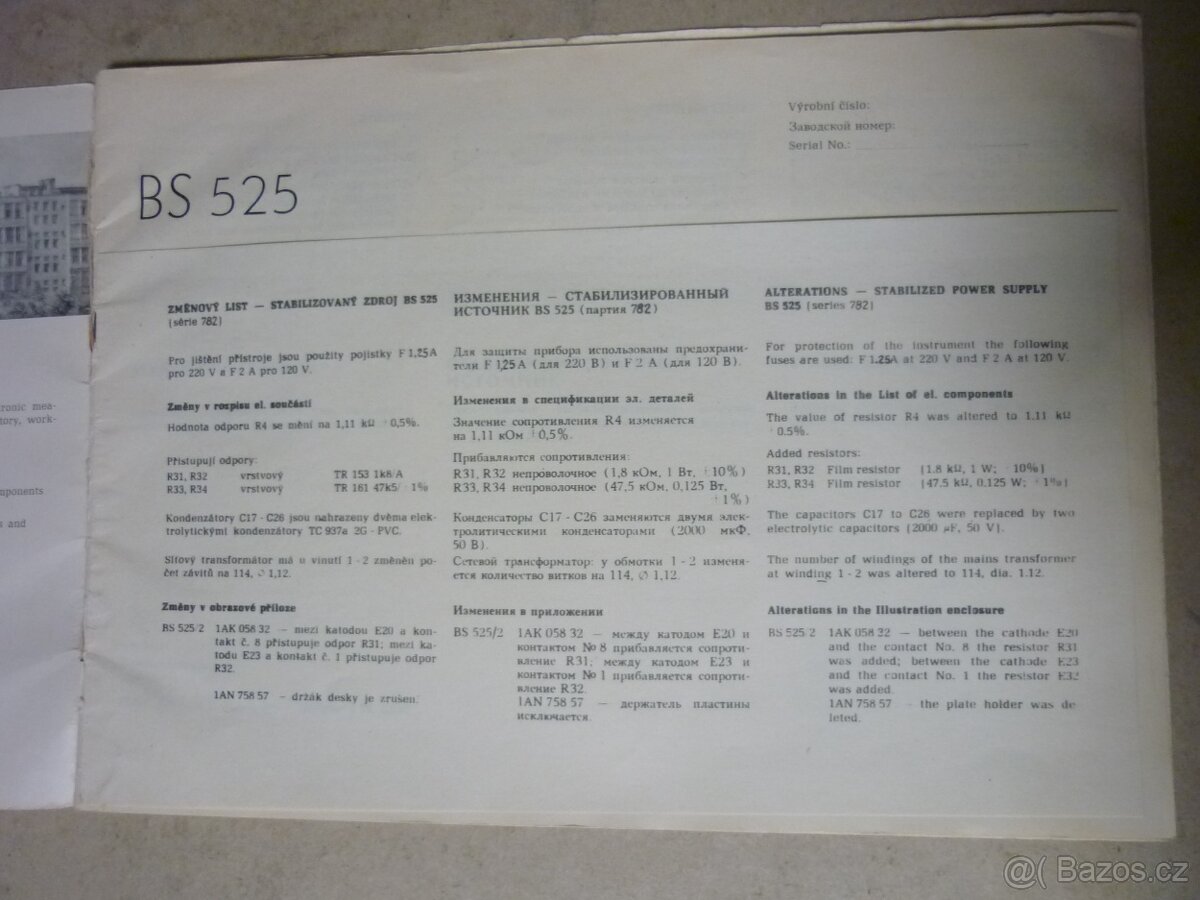 NÁVODY,TECH.PLÁNY STABILZDROJE TESLA BS-525/GRAMOF.TESLA B54 - 4