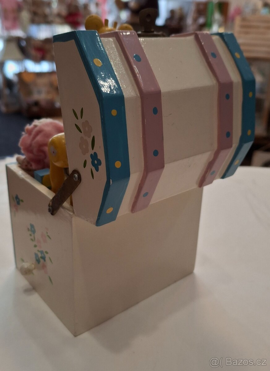 Vintage hrací skříňka s bubnujícím medvidkem, 40let staré, s - 4