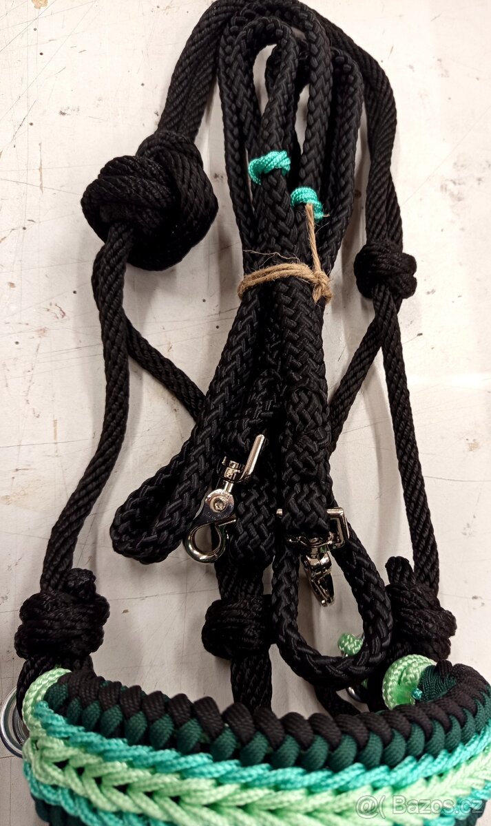 Jezdecká sidepull ohlávka , otěže cob nové - 4