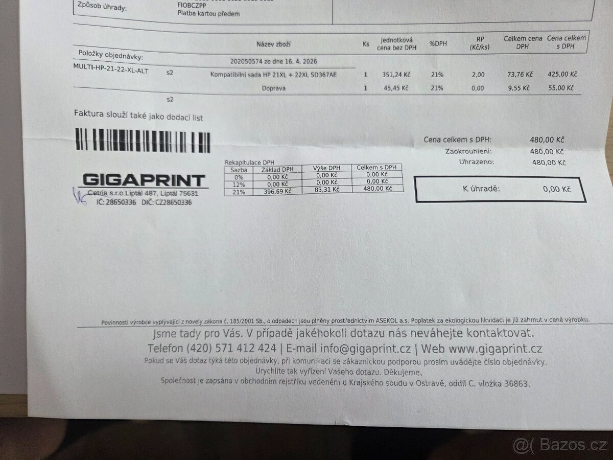 Tiskárna HP F4180 - 4