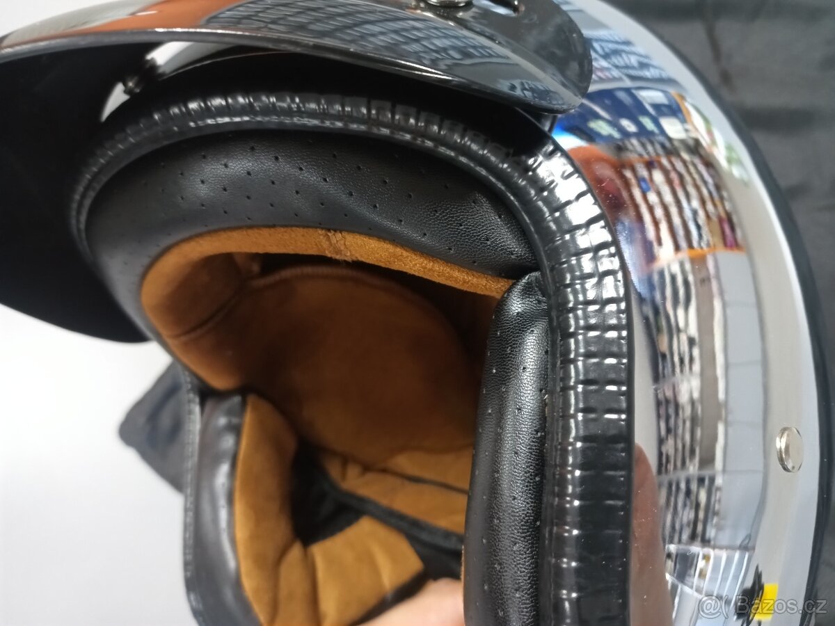 Prodám retro chrom helmu na moto NOVÁ - 4