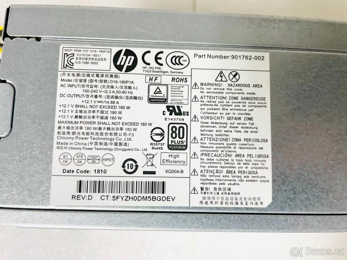 Zdroj pro HP modely SFF/MT - Elite/Prodesk ( D16-180P1A) - 4