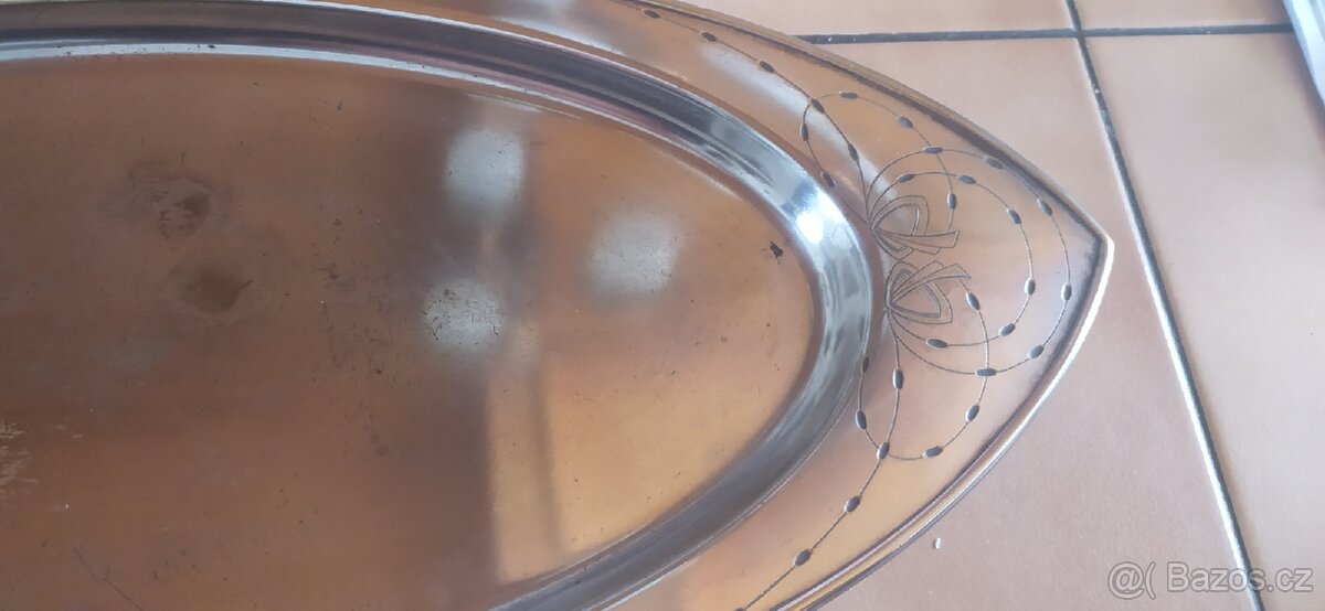 Secesní oválný tác. - 4