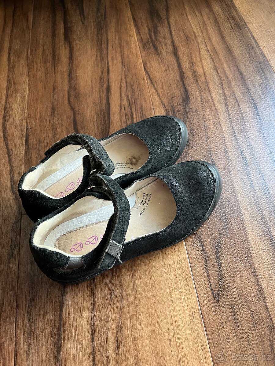 D ětské dívčí kožené černé baleríny balerínky D.D.Step - 4