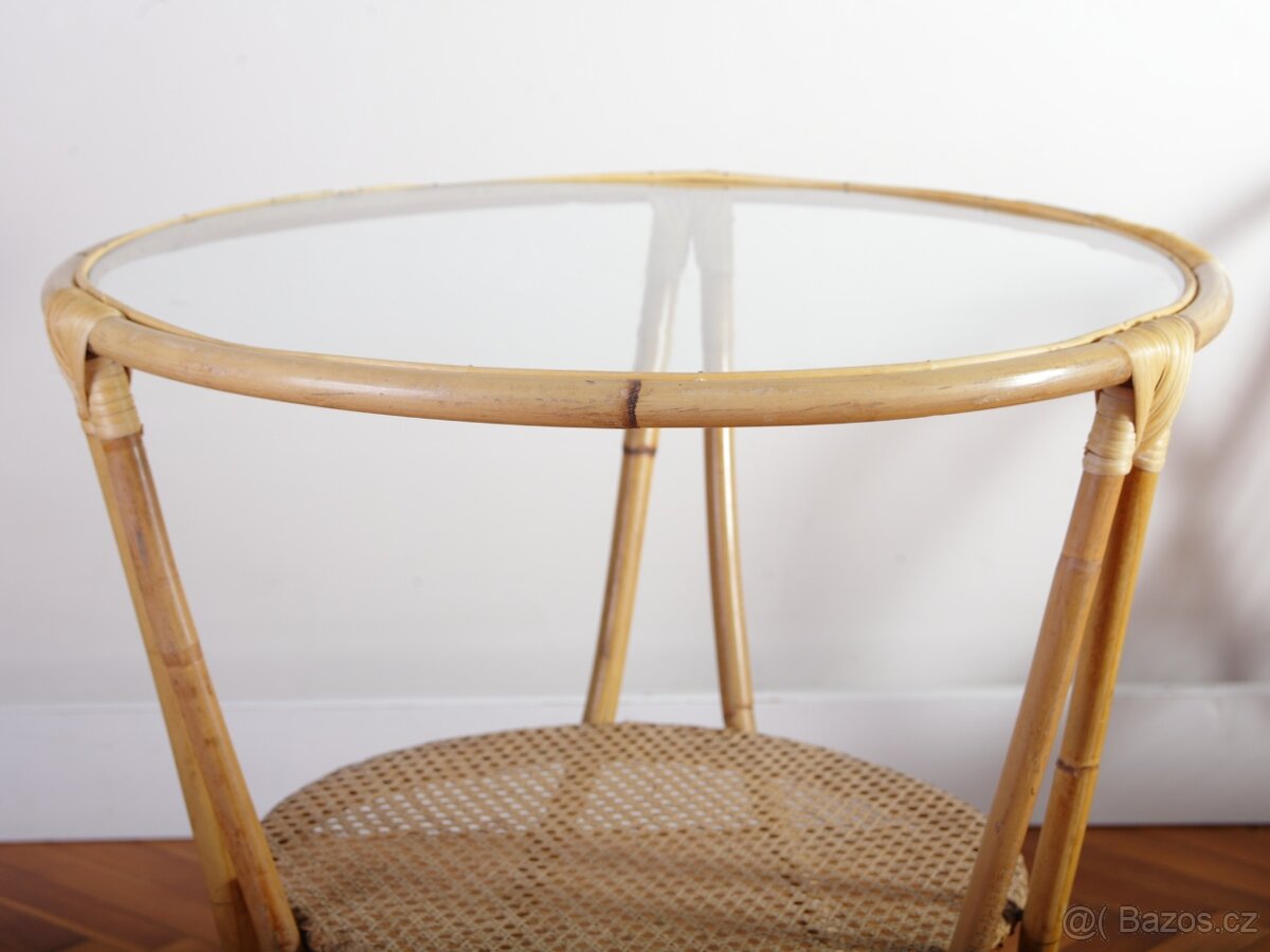 Retro Ratanový Stolek Fuchs - 4