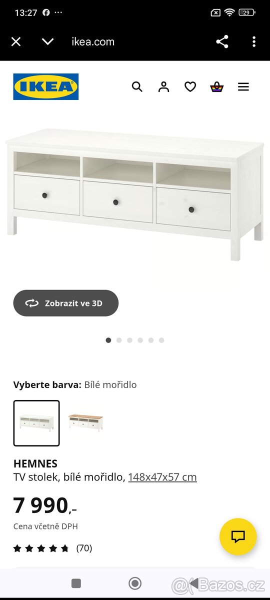 Prodám dřevěný V stolek IKEA Hemnes - 4