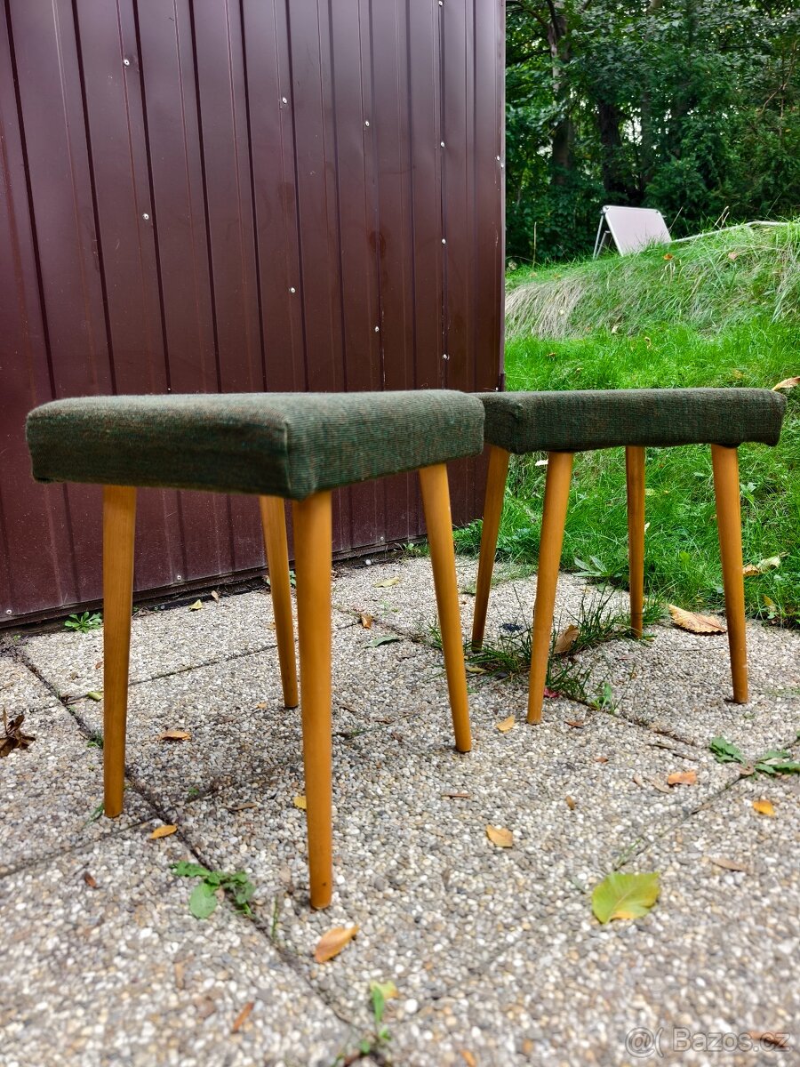 Krásné Retro stoličky /taburety Brusel_cena za kus - 4