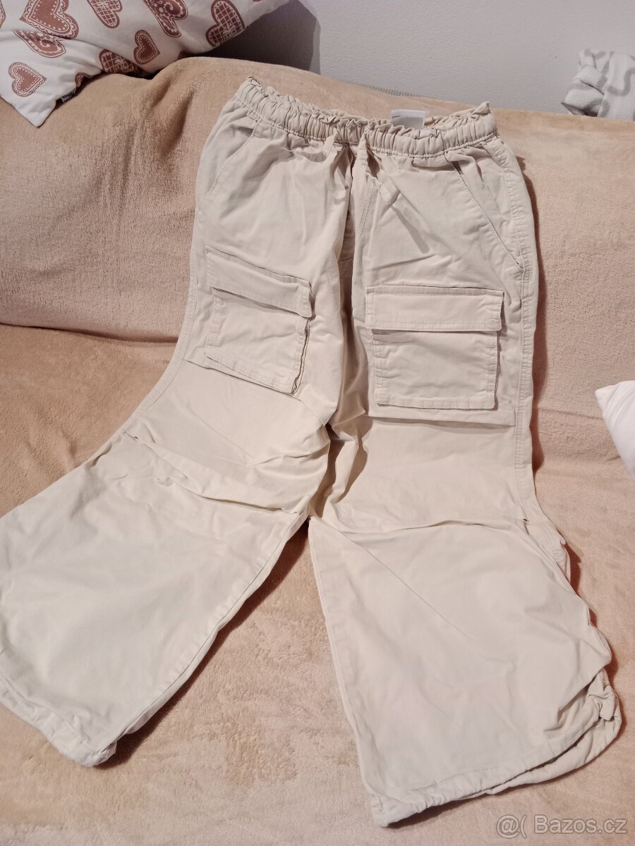 Široké plátěné kalhoty - 4