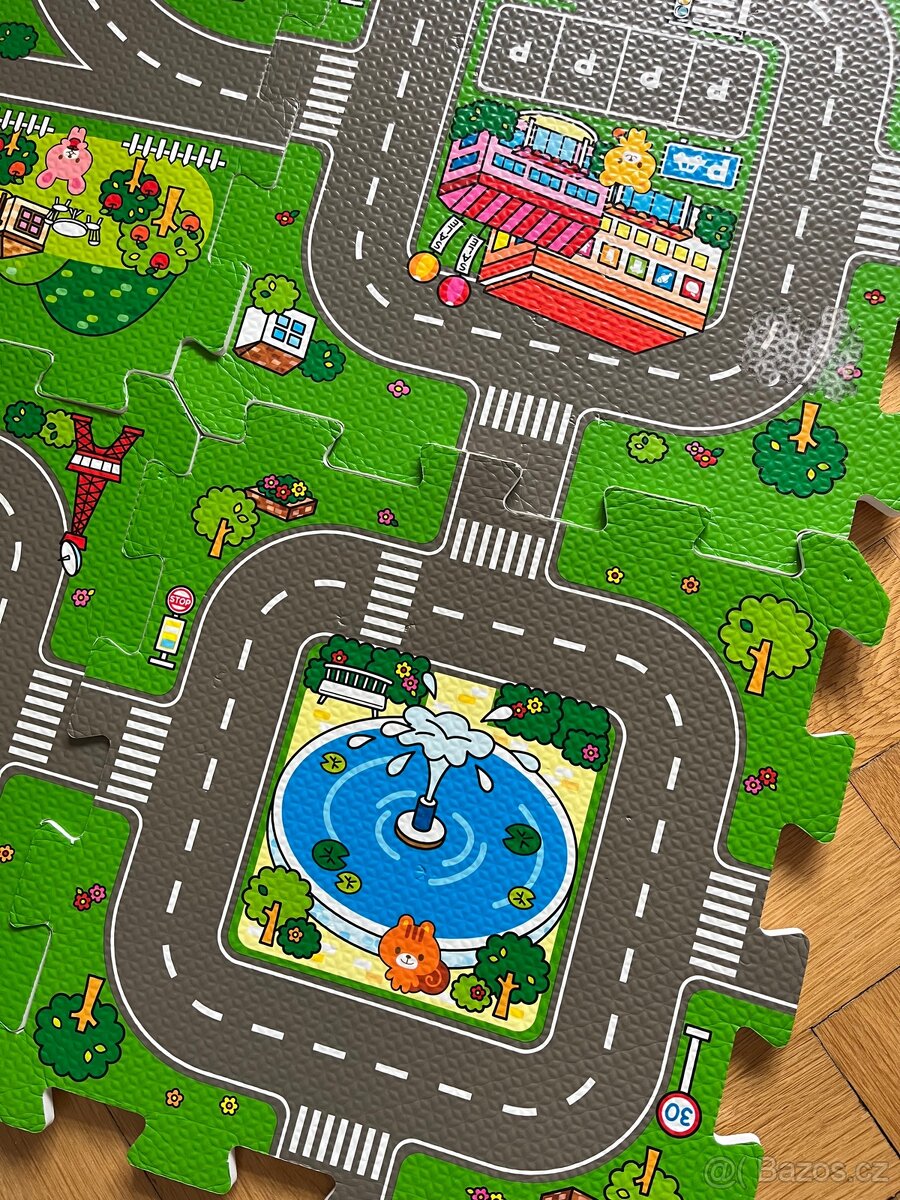Dětská podložka na hraní, pěnove puzzle autodráha - 4