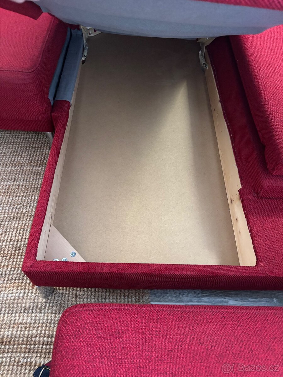 Červená rohová sedačka + bobík - 4