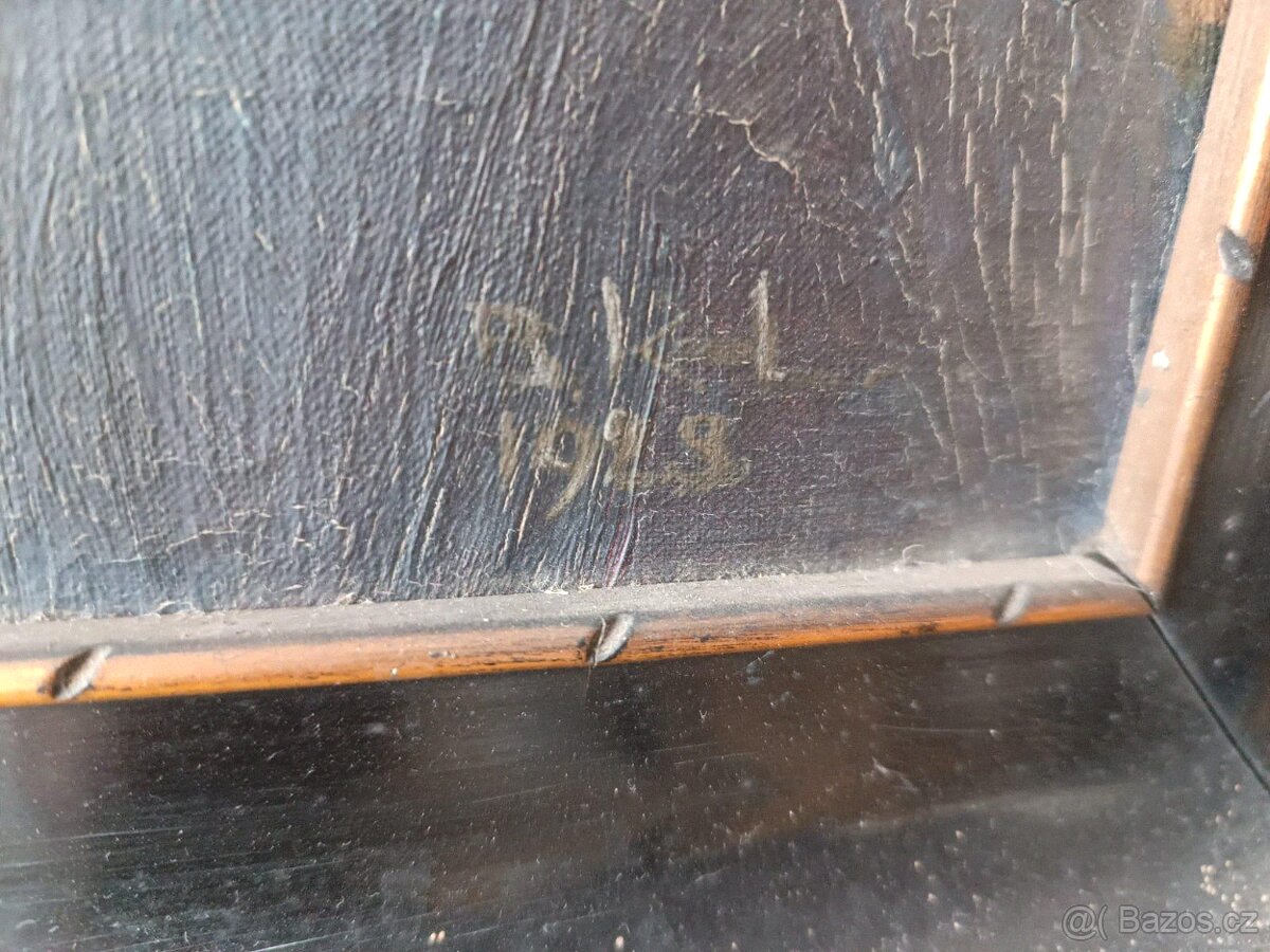 Obraz - olejomalba - zátiší s raky - Signováno MK, 192? - 4