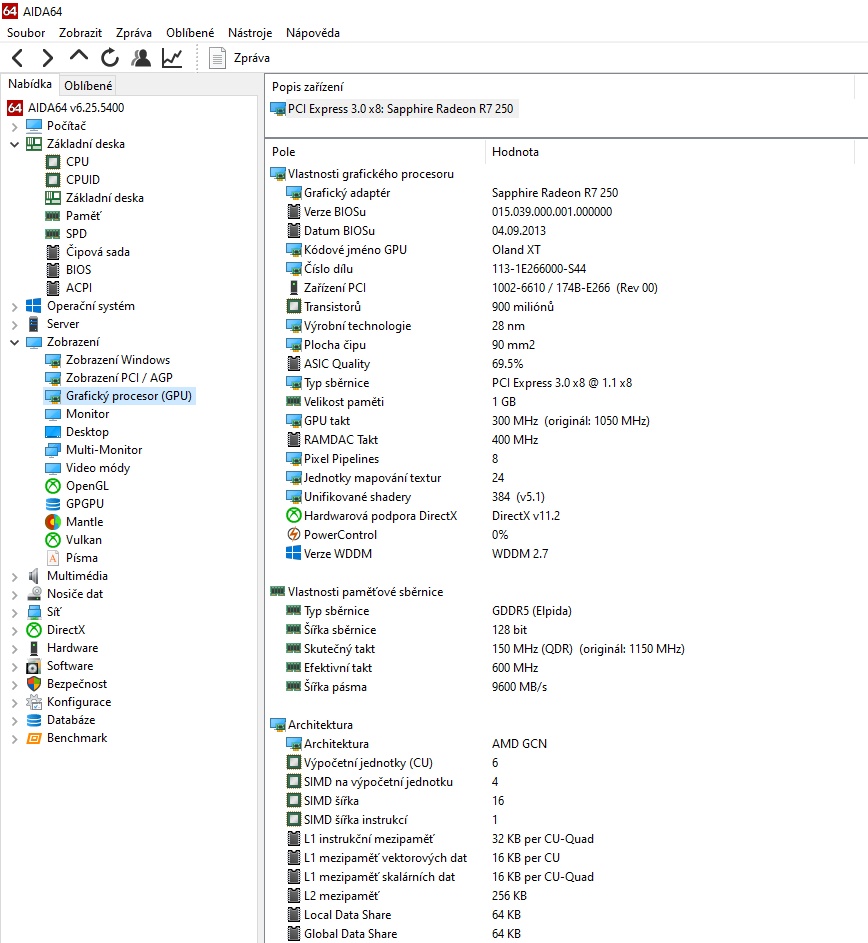 Sapphire AMD Radeon R7 250 1GB GDDR5, bez příd.napájení - 4