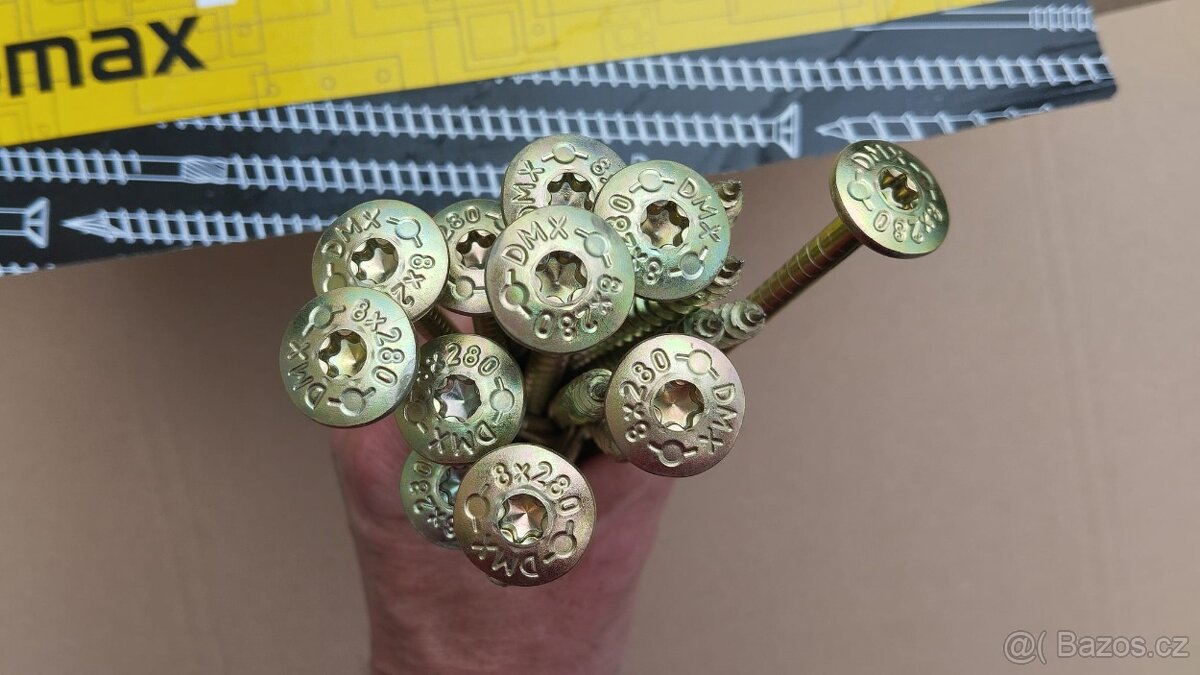 Konstrukční vruty 8x280 s talířovou hlavou, 50ks za 620,- - 4